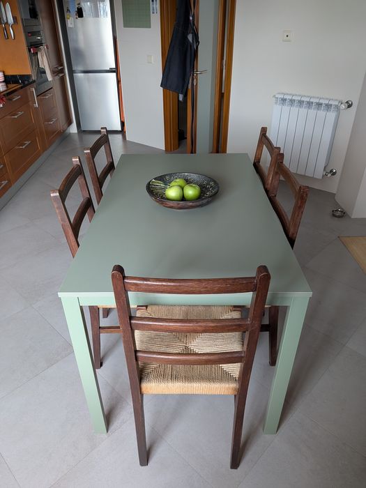 Mesa IKEA Vihals verde + 5 Cadeiras