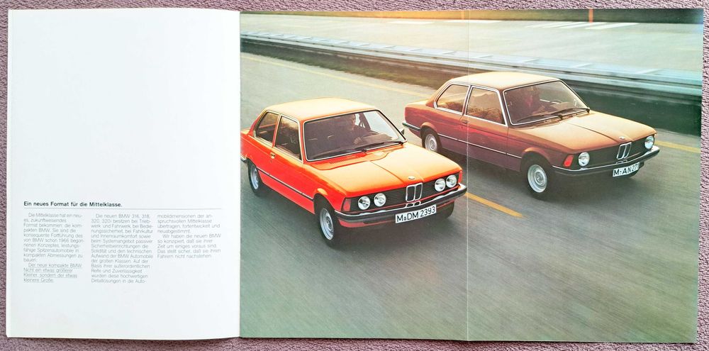 BMW 3 E21 - 1975 ( 316, 318, 320, 320i ) prospekt 51 lat ! 32 strony, stan BDB-