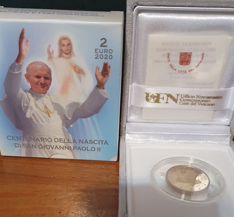 Moedas Euro comemorativas Proof pastas e cards Vaticano, Monaco