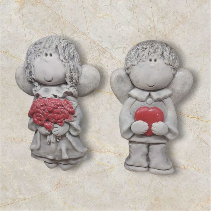 figurki aniołów Aniołki gipsowe para aniołków  anioły z gipsu amorek