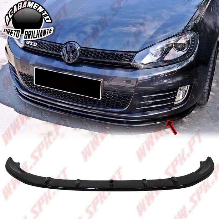 Portes Grátis - Lip / Spoiler VW Golf 6 GTI / GTD - Preto Brilhante