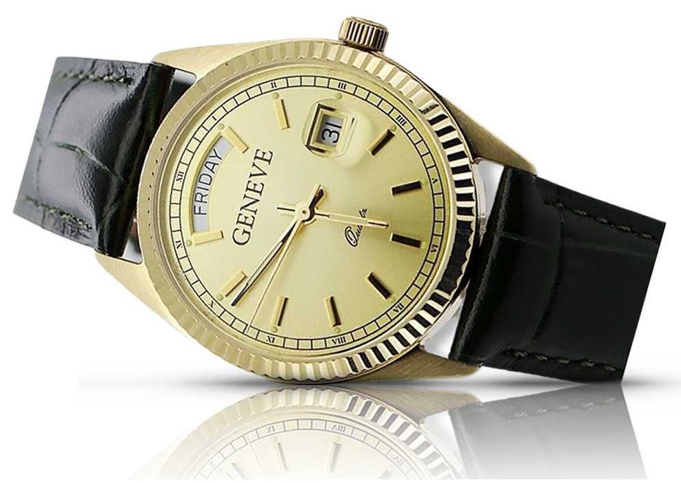Złoty zegarek męski 14k włoski Geneve mw013 Białystok