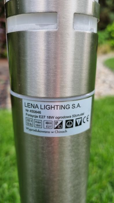 Lampa ogrodowa stojąca stal szczotkowana wys. 50cm nowa