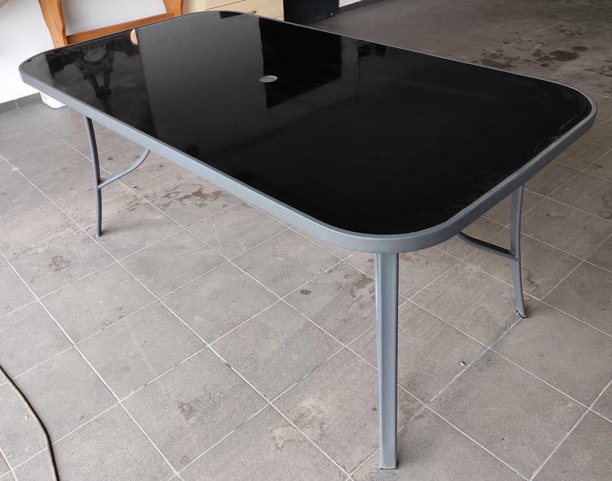 Stół ogrodowy szklany blat, 160x90x73 cm