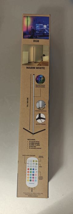 Grundig - Candeeiro de pé (canto) LED RGB + Controlo Remoto