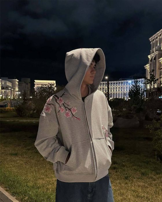 Sakura Cherry Blossom зіп-худі оверсайз / зип худи Сакура / Sakura Cherry Blossom zip hoodie