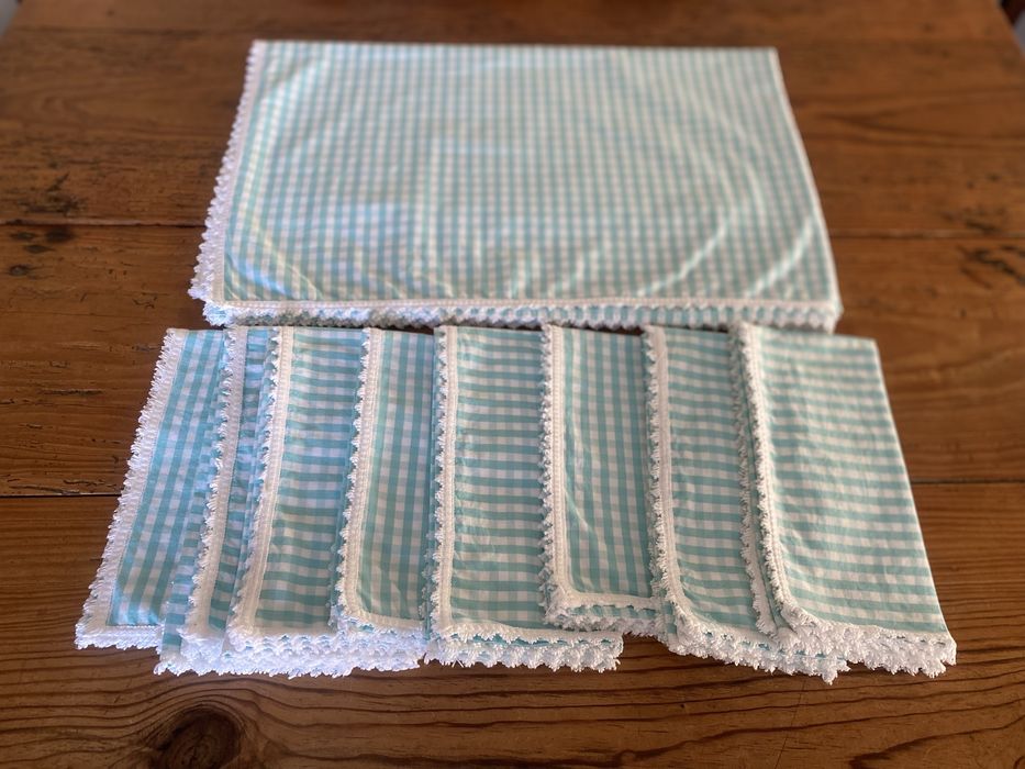 Conjunto Toalha e Guardanapos Algodão Xadrez