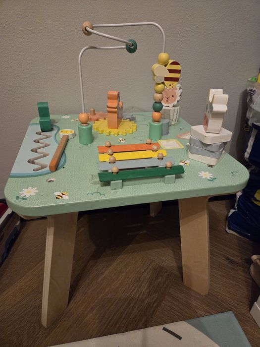 JANOD - Wielofunkcyjny stolik edukacyjny drewniany Łąka 12m+