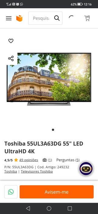 Toshiba 55ul3a63dg smart/tv 4k