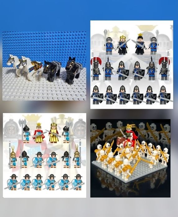 Klocki rycerze średniowieczni duży zestaw z końmi kompatybilne z Lego castle medival knights klocki figurki rycerze średniowieczni aukcja dla klienta