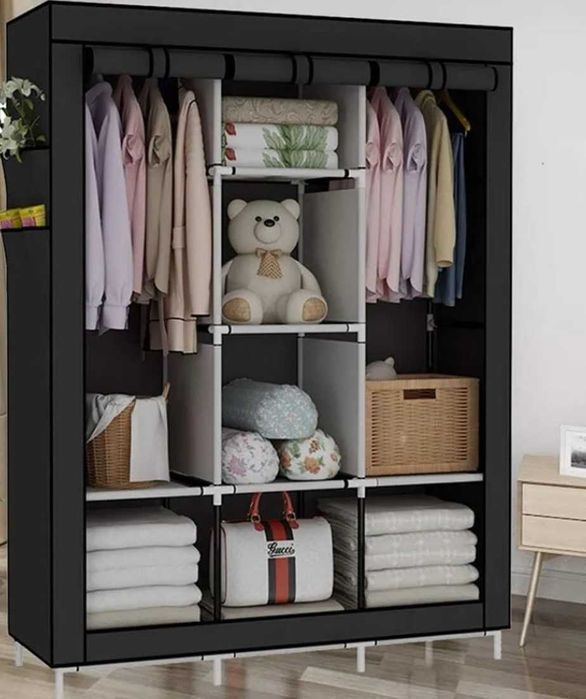 Новый разборной тканевый шкаф 4 секции серый органайзер для одежды