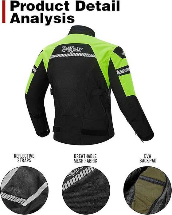 Kurtka bluza M motocyklowa lekka oddychająca pancerna odblaski BORLENI