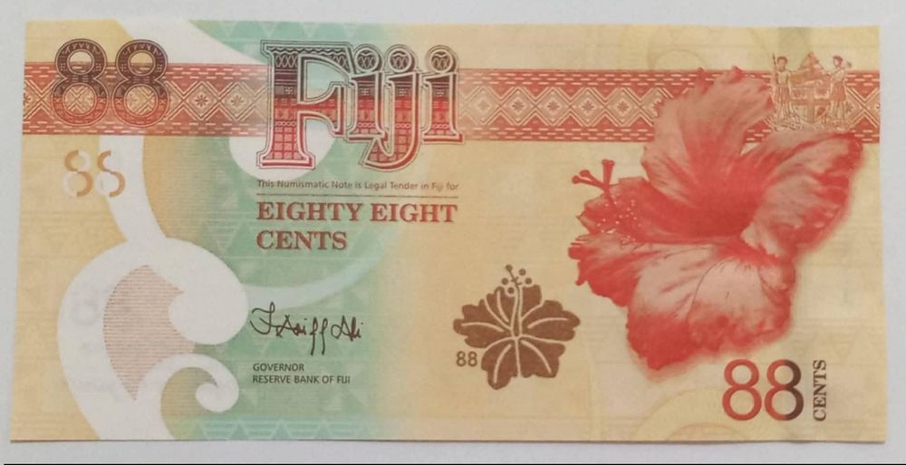Nota comemorativa UNC 88 centavos de Fiji