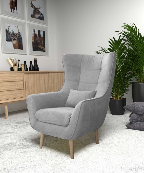 Nowoczesny fotel uszak/Kolory do wyboru/Możliwy podnóżek/DONAT