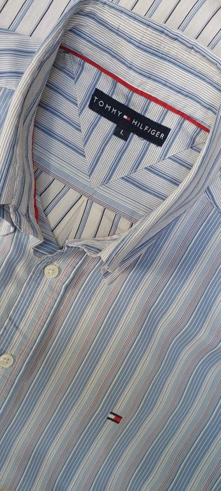 Bawełniana koszula męska w paski TOMMY HILFIGER, R. L