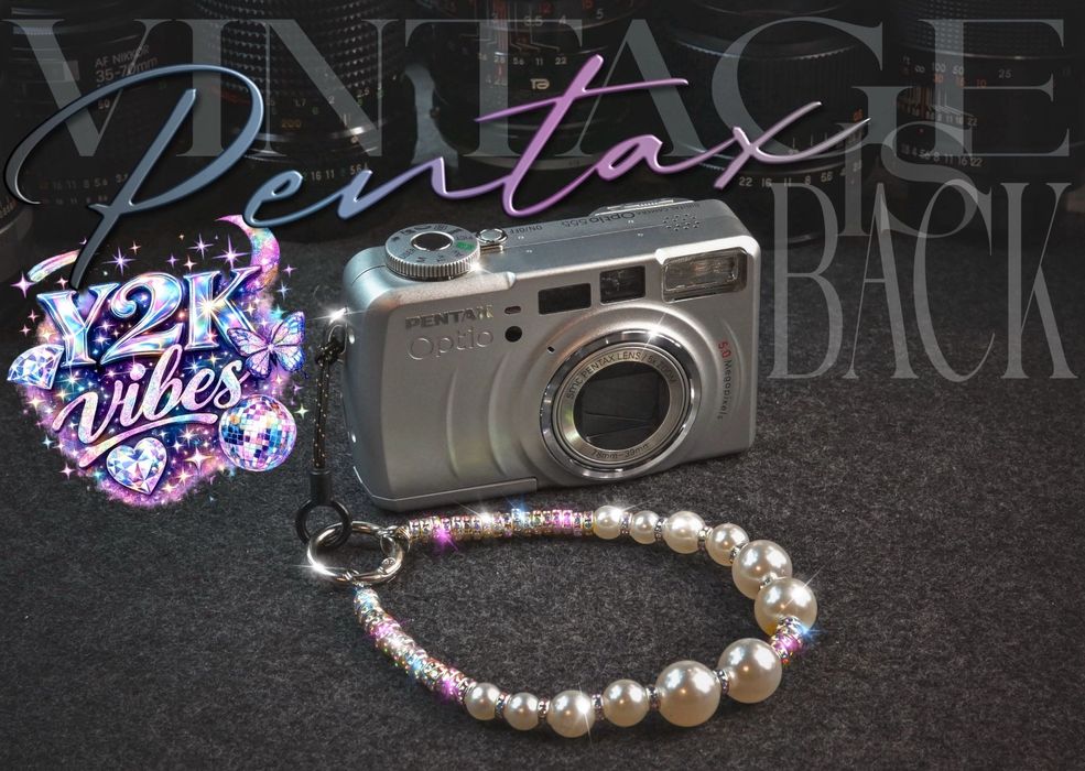 Vintage Retro y2k aparat Pentax + etui, 1 GB SD, pasek, opakowanie