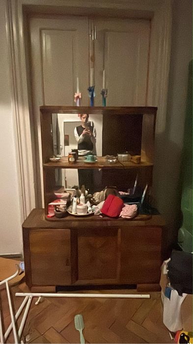 komoda kredens z lustrami prl piekne drewno