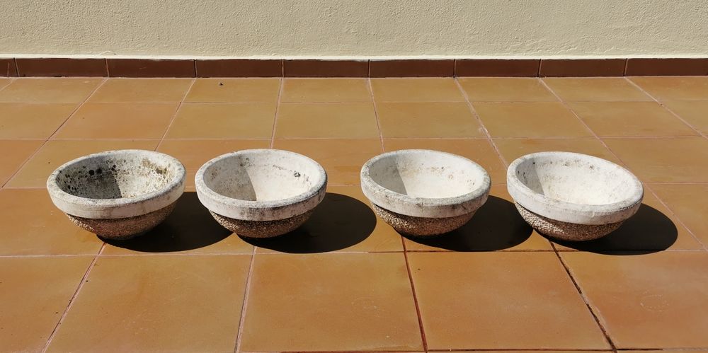 Conjunto de 4 Vasos / Bacias em Betão Britado – 33 cm Diâmetro
