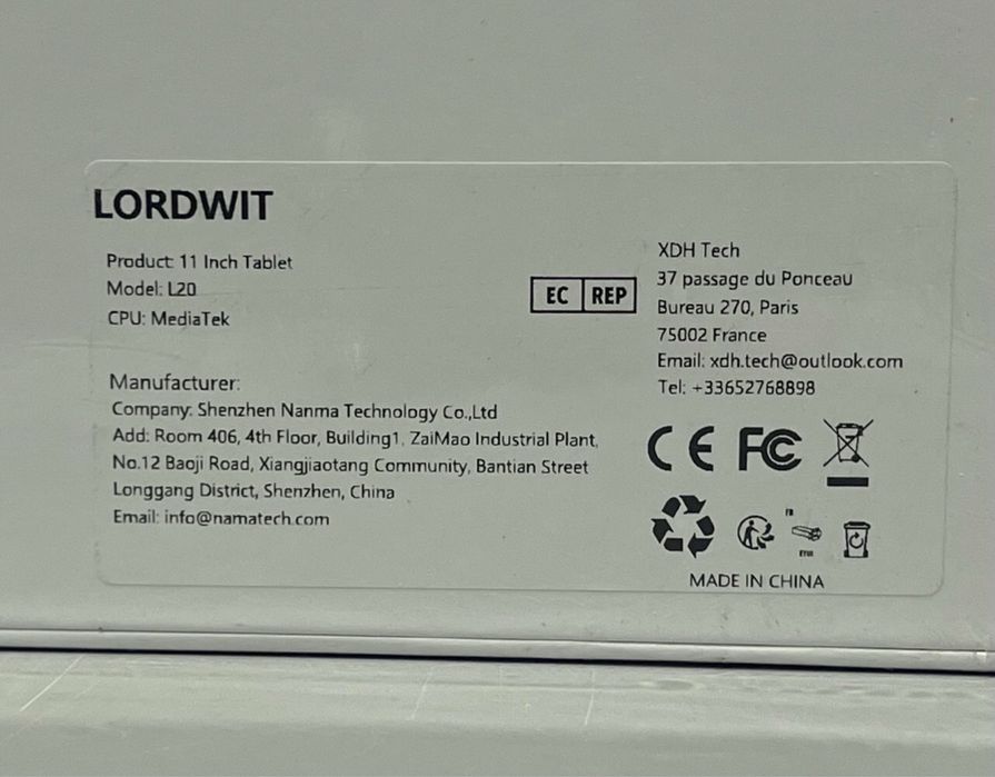 Планшет Lordwit L20 Android 36/513gb