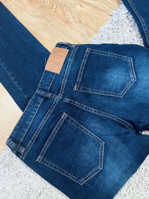 Granatowe spodnie meskie jeansy rurki rozm s/M