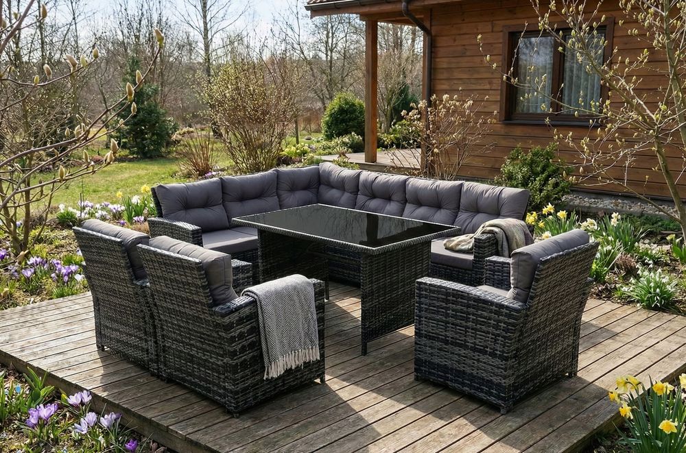 Meble Ogrodowe / Wypoczynek / Narożnik + fotele / Technorattan/ 9 os