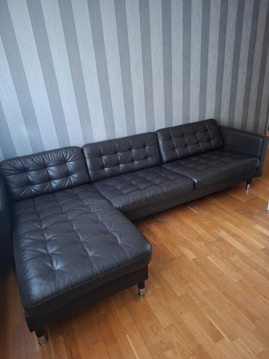 Sofa narożna nierozkładana ze skóry