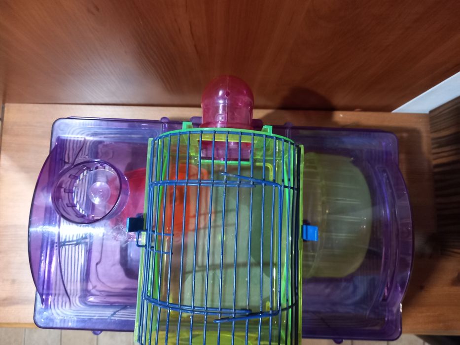 Klatka dla chomika z akcesoriami.