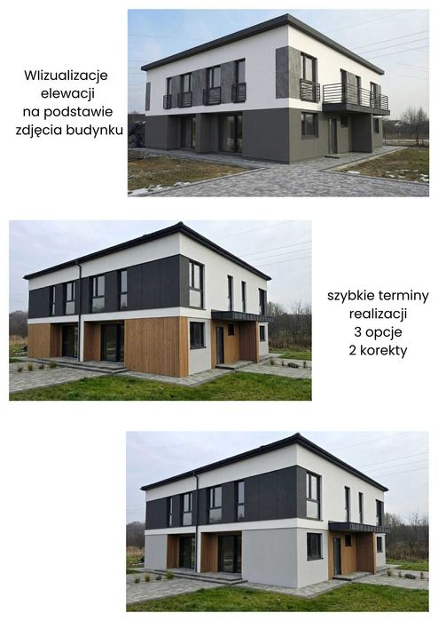 Wizualizacja Elewacji Twojego Domu ze zdjęcia | 3 opcje | SZYBKO