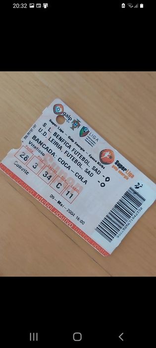 Lote de 5 bilhetes de jogos do S.L.B.