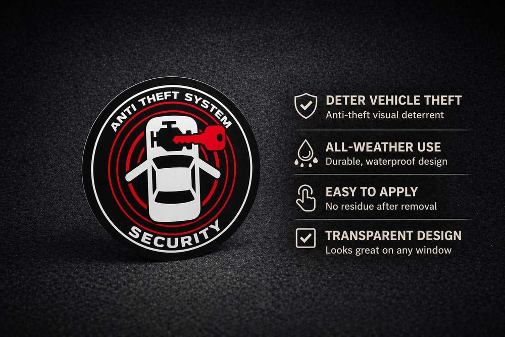 Autocolantes de Alarme para Vidro Carro - Dissuasores Anti Roubo