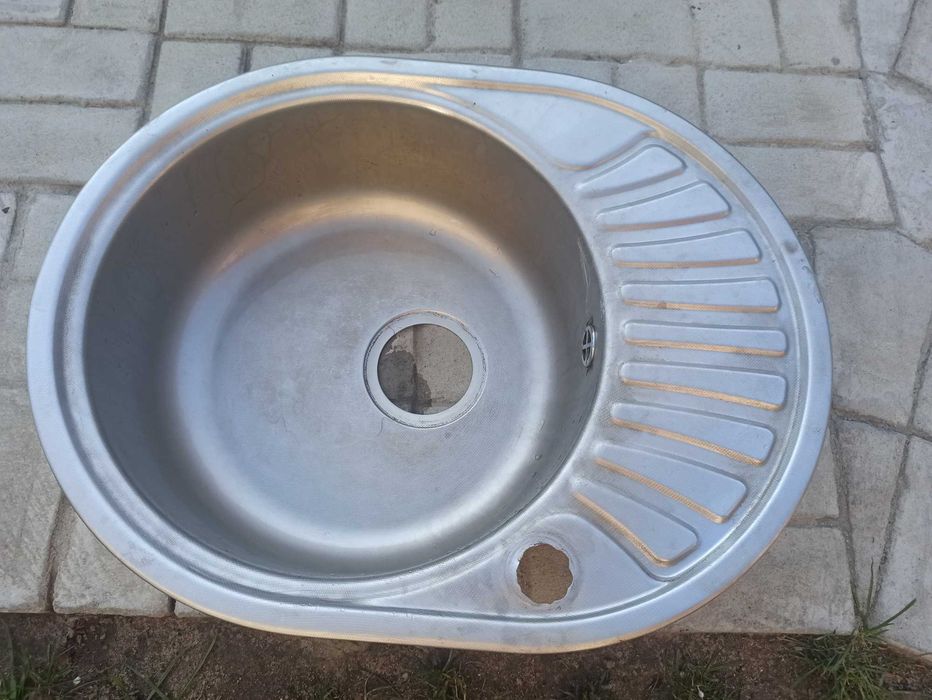 Zlew kuchenny 45x58 srebrny z ociekaczem