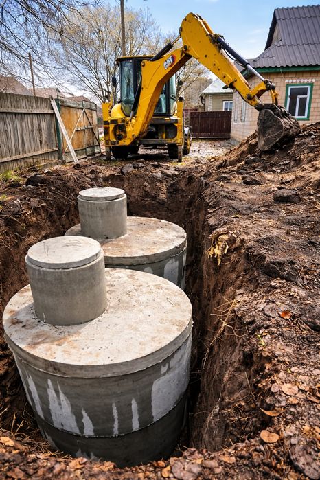 Септик, выгребная яма.
Канализация из бетонных колец.
От производителя