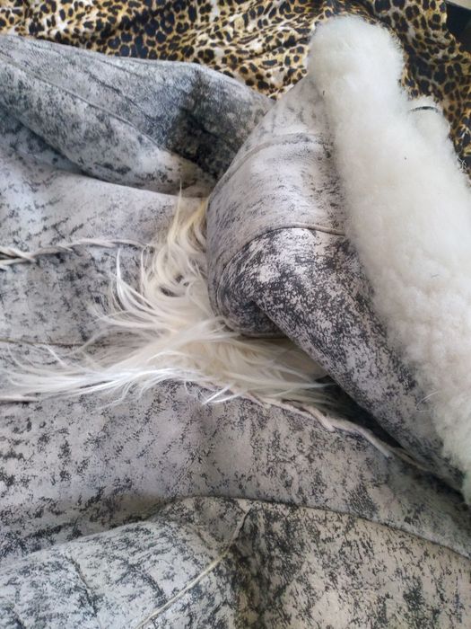 Дублянка натуральна лама стріжена тепла елітна дизайнерська з капюшоно