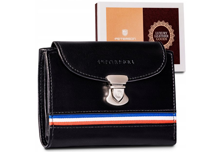 Skórzany portfel damski z systemem RFID — Peterson