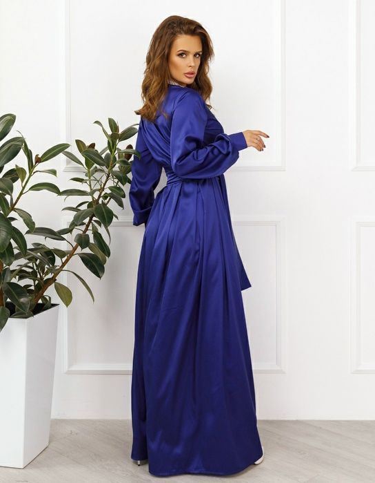 Шёлковое платье на запах. Шовкова вечірня сукня. Синее платье.