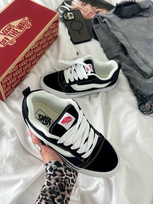 PREMIUM‼️ Кросівки KNU OLD SKOOL BLACK WHITE ванс кну чорні класика