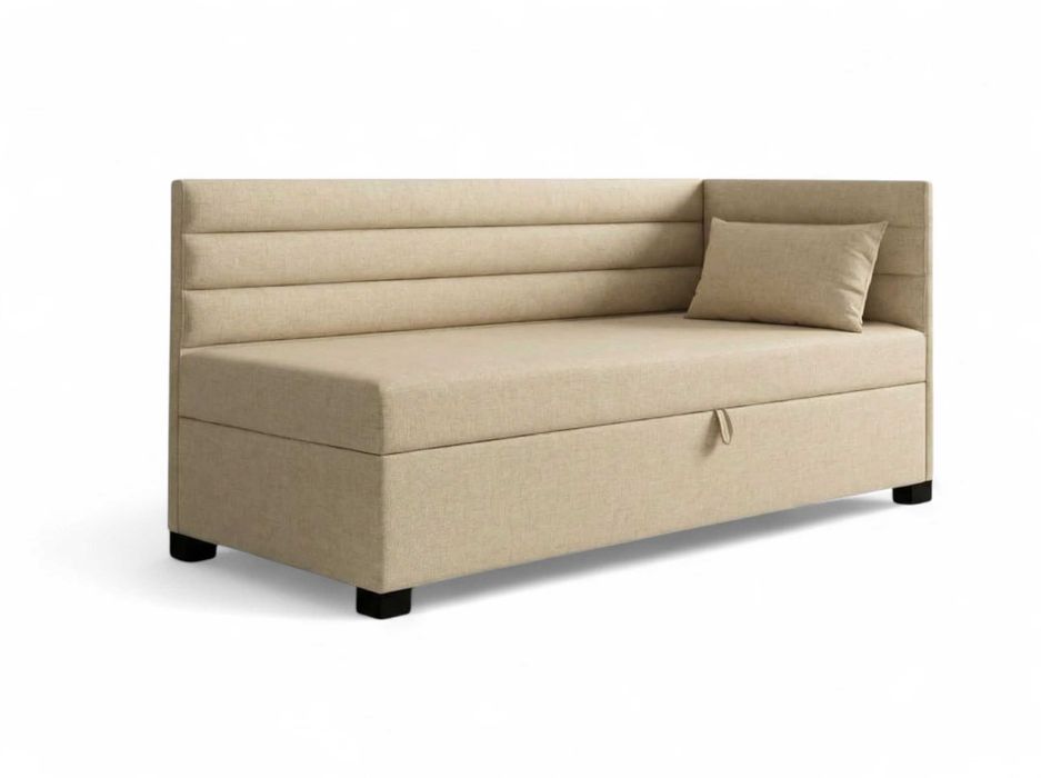 Łóżko młodzieżowe narożne Nela tapczan kanapa sofa z pojemnikiem