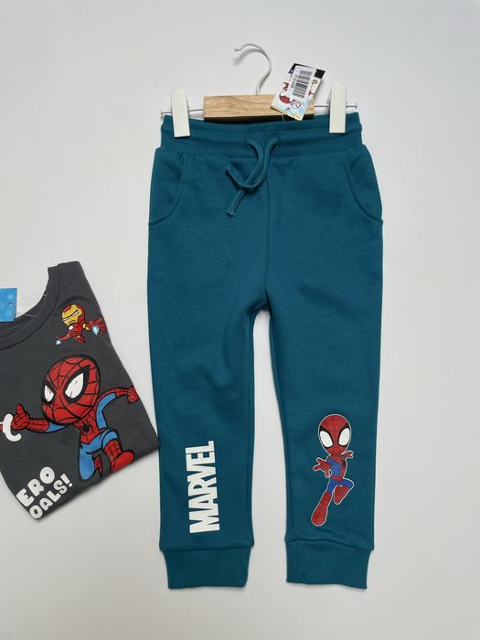 86 92 George Marvel Spiderman ciepłe spodnie dresowe joggersy Spidey