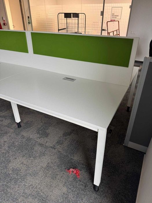Biurko czterostanowiskowe białe 140x80 biurka bench biuro dom hotel
