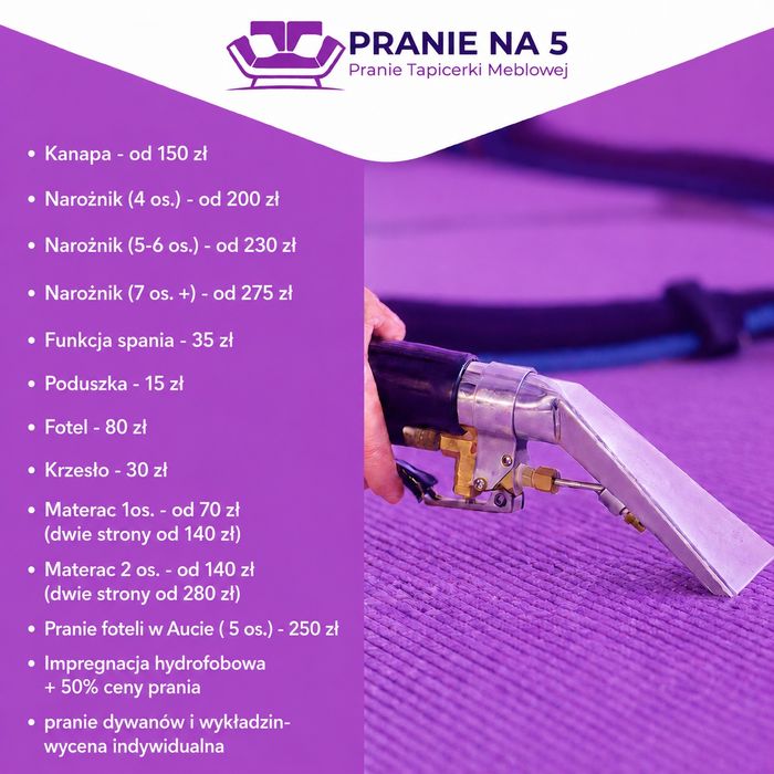 PRANIE NA 5 Pranie tapicerki meblowej