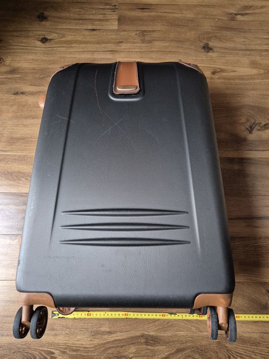 Walizka średnia Dielle szara/brązowa 4 podwójne kółka, ok. 43x61x24 cm