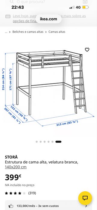 Beliche de casal branco ikea