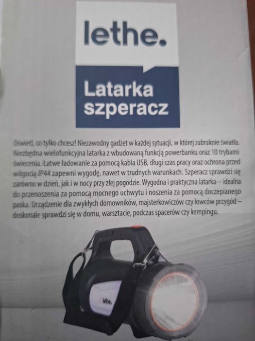 Latarka szperacz LETHE LED OPL0454 z powerbankiem, 10 trybów pracy, 300 lm, IP44