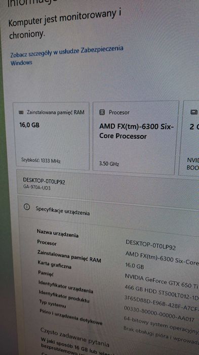 Płyta główna GA-970A-UD3 procesor i ram