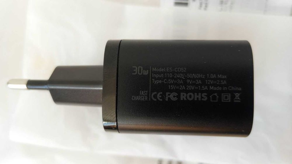 Зарядка 30 W ESAGER выход USB Type-C PD 5/9/12/15/20 V ток до 3 А