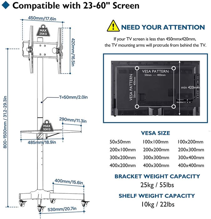 Suporte TV / Televisao Chão com rodas 23” a 60” polegadas SIM Racing