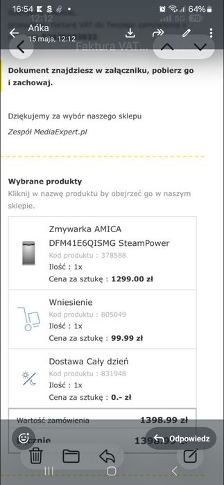 Zmywarka Amica nowa w kartonie