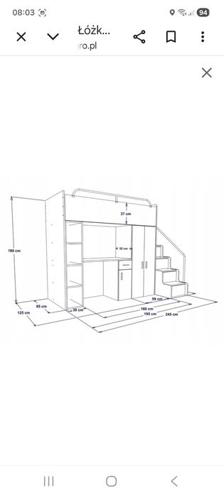Łóżko piętrowe z biurkiem