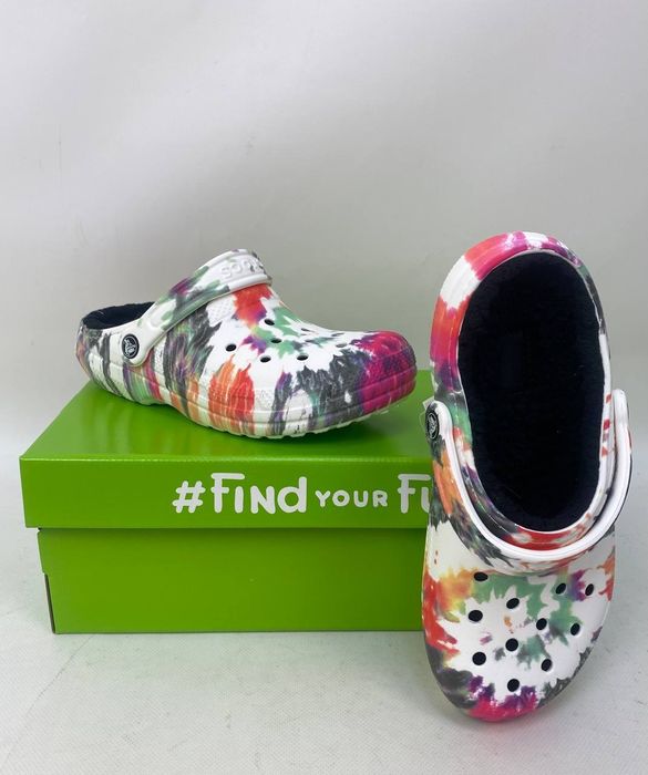 Crocs утеплені Kids Classic Lined Tie Dye