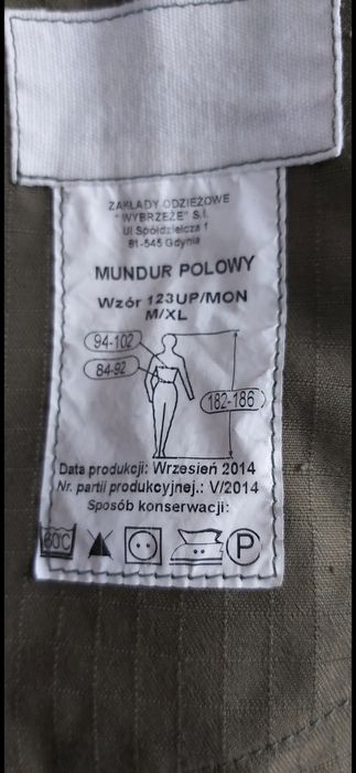 Mundur polowy wzór 123 M/XL 182/186 cena za 3 szt